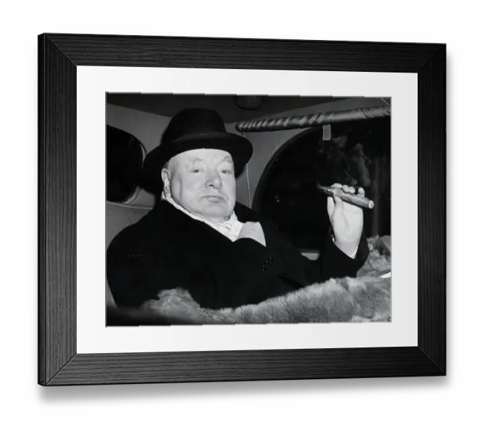 Framed Print : Winston Churchill in Evening Dress with Cigar Framed Print : Winston Churchill in Evening Dress with Cigar