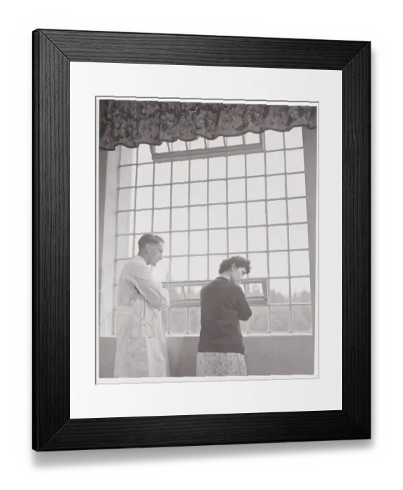 Framed Print : Psychiatrist with a Mental Patient in an Educational Film Framed Print : Psychiatrist with a Mental Patient in an Educational Film