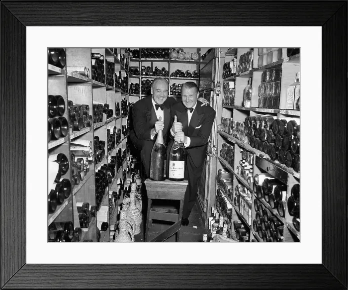 Framed Print : Two Smiling Waiters in Wine Cellar Framed Print : Two Smiling Waiters in Wine Cellar