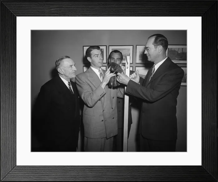 Framed Print : Joe Dimaggio Announcing His Retirement Framed Print : Joe Dimaggio Announcing His Retirement