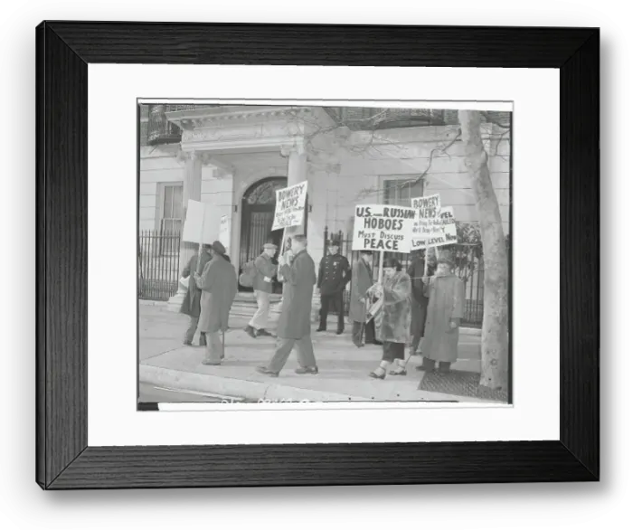 Framed Print : Homeless People Picketing Framed Print : Homeless People Picketing
