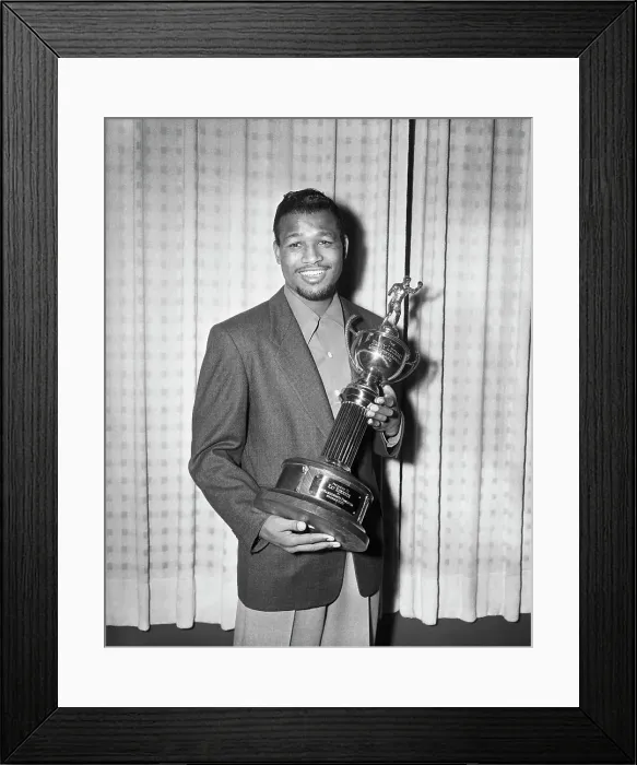 Framed Print : Sugar Ray Robinson Smiling with Trophy Framed Print : Sugar Ray Robinson Smiling with Trophy