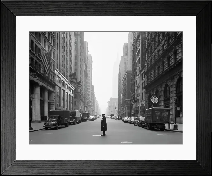 Framed Print : Policeman Standing on Deserted Street