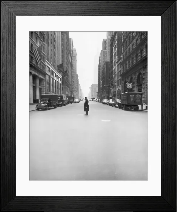 Framed Print : Cop Stands in Center of Empty 5th Avenue Framed Print : Cop Stands in Center of Empty 5th Avenue