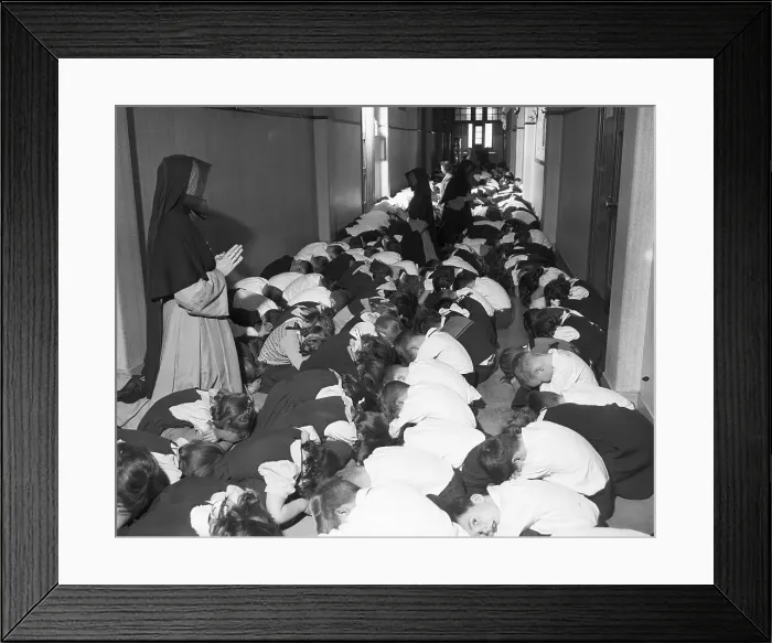 Framed Print : School Children Have Bomb Drill Framed Print : School Children Have Bomb Drill