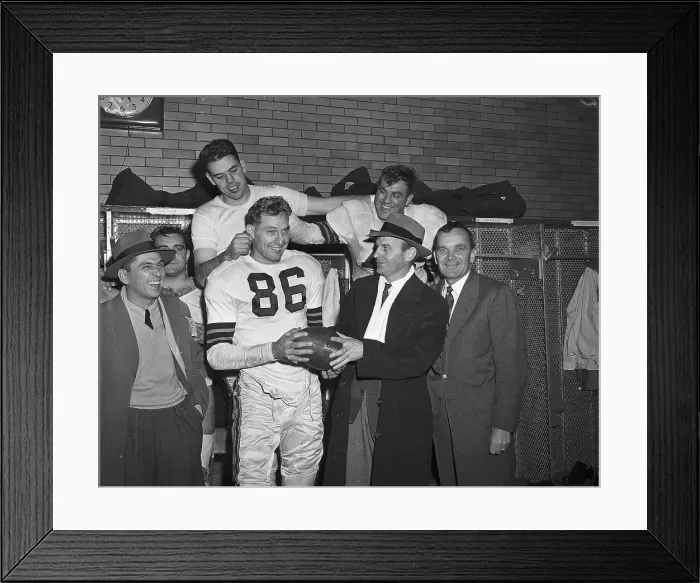 Framed Print : Otto Graham and Teammates After Victory Framed Print : Otto Graham and Teammates After Victory