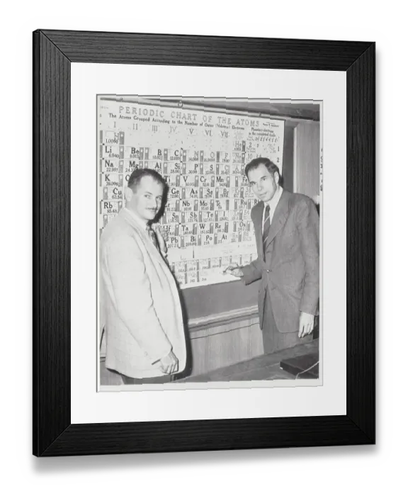 Framed Print : Professors Pointing to Periodic Chart Framed Print : Professors Pointing to Periodic Chart