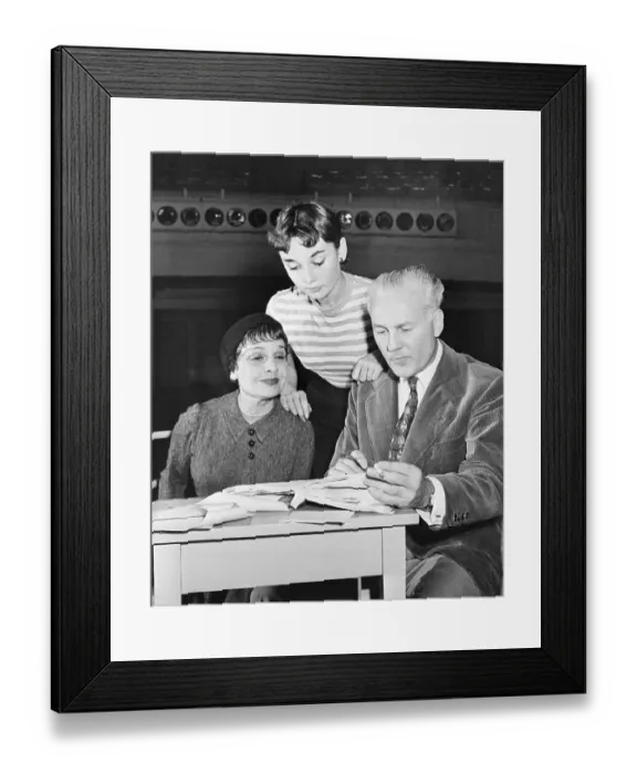 Framed Print : Anita Loos, Audrey Hepburn, Raymond Rouleau Rehearsing Gigi Framed Print : Anita Loos, Audrey Hepburn, Raymond Rouleau Rehearsing Gigi