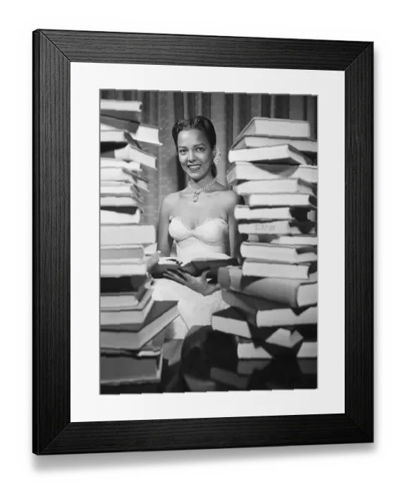 Framed Print : Dorothy Dandridge Reading Amid Book Pile Framed Print : Dorothy Dandridge Reading Amid Book Pile