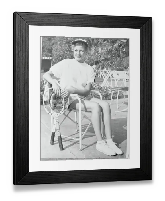 Framed Print : Rita Hayworth Posing with Tennis Rackets Framed Print : Rita Hayworth Posing with Tennis Rackets