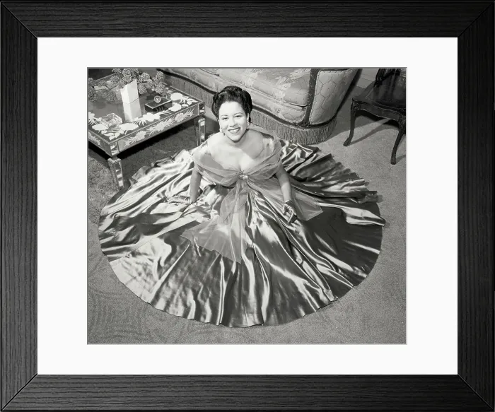 Framed Print : Marva Louis On Floor In Satin Dress Framed Print : Marva Louis On Floor In Satin Dress