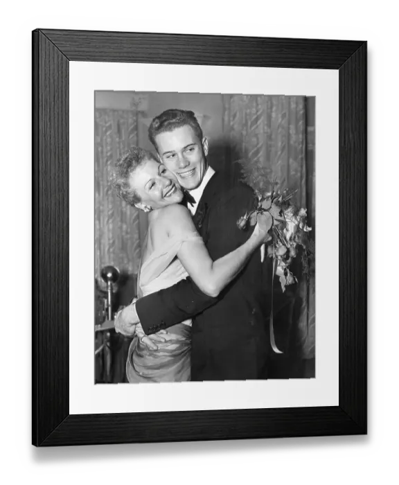 Framed Print : Mary Martin Receives Hug From Son Framed Print : Mary Martin Receives Hug From Son