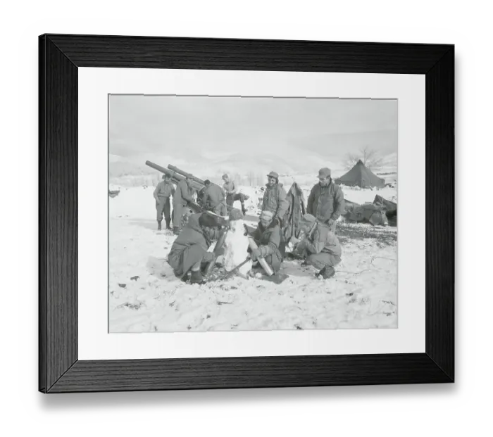 Framed Print : Soldiers Building Snowman Framed Print : Soldiers Building Snowman