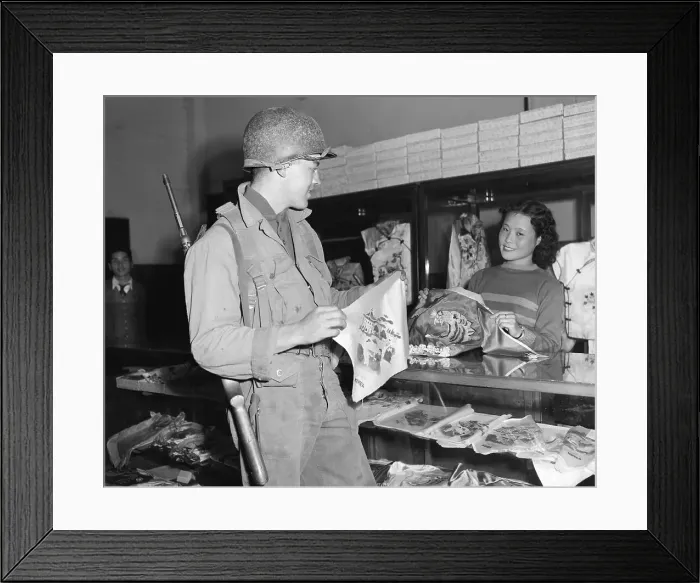 Framed Print : Officer Purchasing Christmas Gifts Framed Print : Officer Purchasing Christmas Gifts