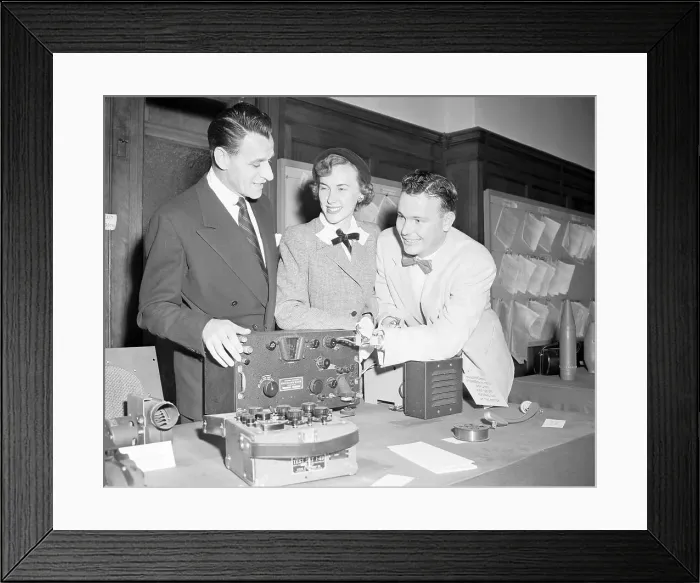 Framed Print : Amputee Victim with Wife and Director Framed Print : Amputee Victim with Wife and Director