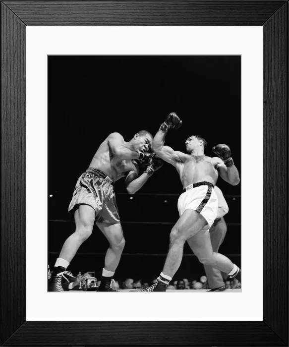 Framed Print : Rocky Marciano Punching Joe Louis Framed Print : Rocky Marciano Punching Joe Louis