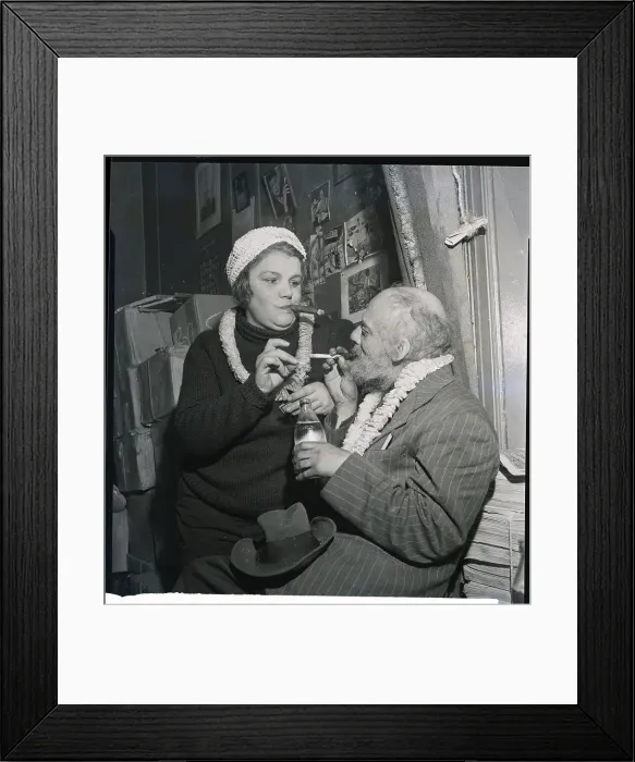 Framed Print : Two Hobos, Man And Woman, Talk, Smoke Framed Print : Two Hobos, Man And Woman, Talk, Smoke