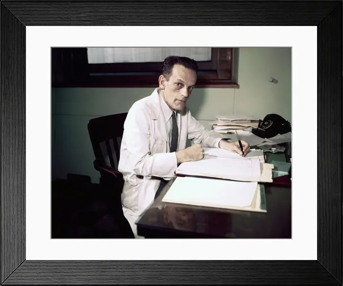 Framed Print : Doctor Max Theiler Sitting at Desk Framed Print : Doctor Max Theiler Sitting at Desk