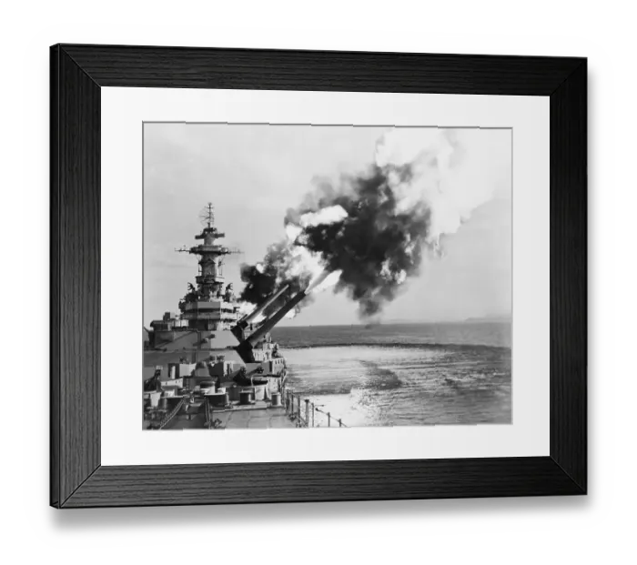 Framed Print : Us Battleship Lets Go With Six-Gun Salvo Framed Print : Us Battleship Lets Go With Six-Gun Salvo