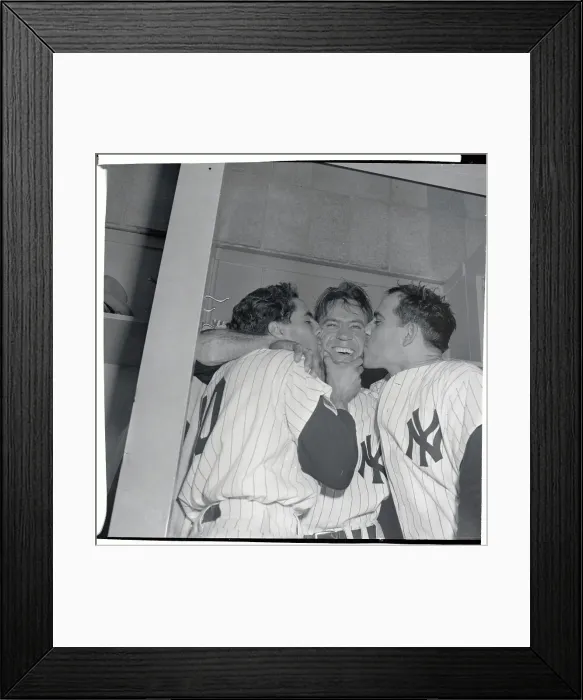 Framed Print : Yogi Berra Kissing Player Framed Print : Yogi Berra Kissing Player