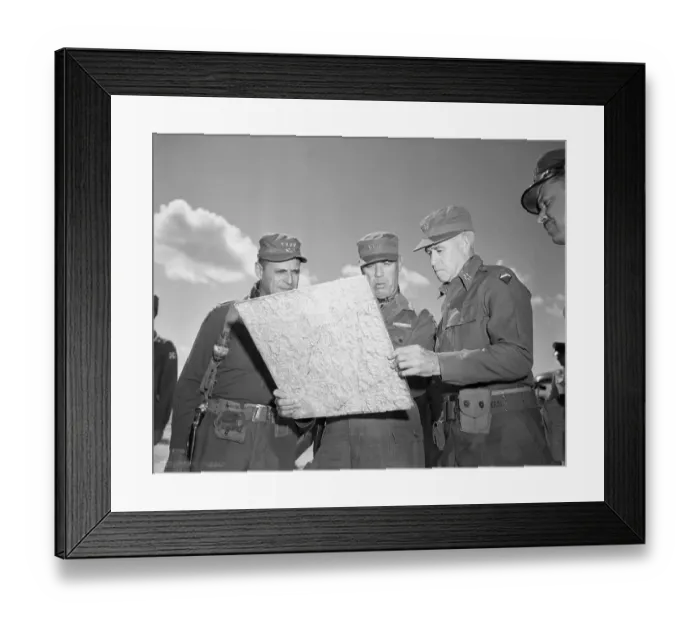 Framed Print : Military Generals Looking at Map Framed Print : Military Generals Looking at Map