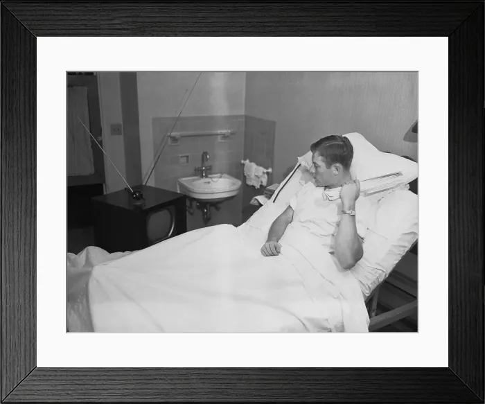 Framed Print : Mickey Mantle Sitting in Hospital Framed Print : Mickey Mantle Sitting in Hospital