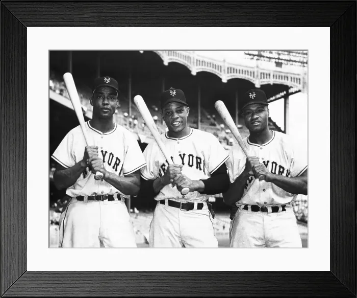 Framed Print : Baseball Sluggers Posing with Baseball Bats Framed Print : Baseball Sluggers Posing with Baseball Bats