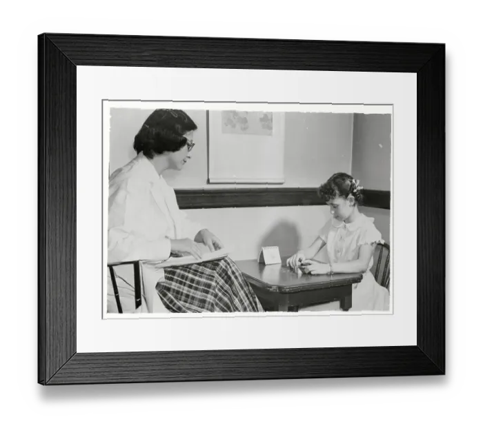 Framed Print : Young Epileptic Girl Taking Intelligence Test Framed Print : Young Epileptic Girl Taking Intelligence Test