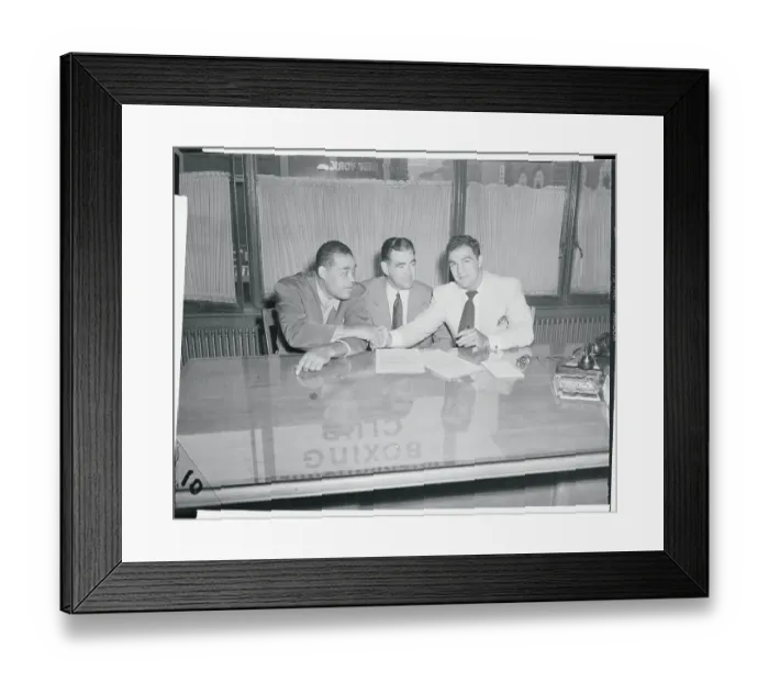Framed Print : Joe Louis with Rocky Marciano and James D Norris Framed Print : Joe Louis with Rocky Marciano and James D Norris