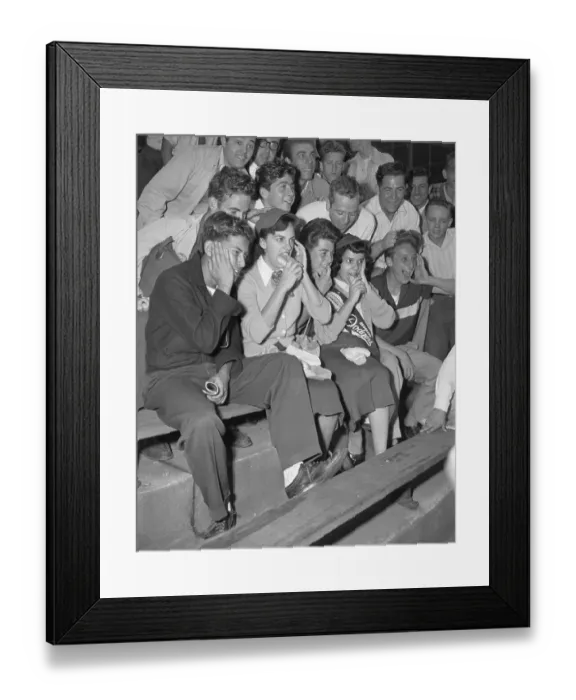 Framed Print : Baseball Fans Eating and Yelling Framed Print : Baseball Fans Eating and Yelling