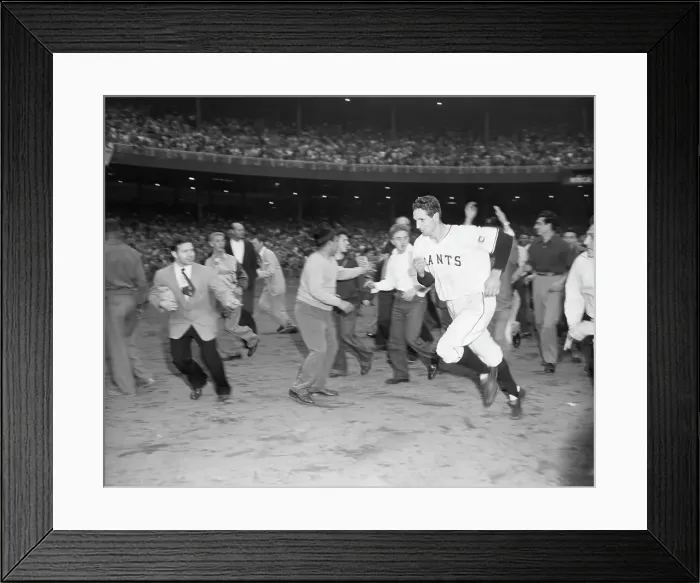 Framed Print : Bobby Thomson Running Past Ecstatic Fans Framed Print : Bobby Thomson Running Past Ecstatic Fans