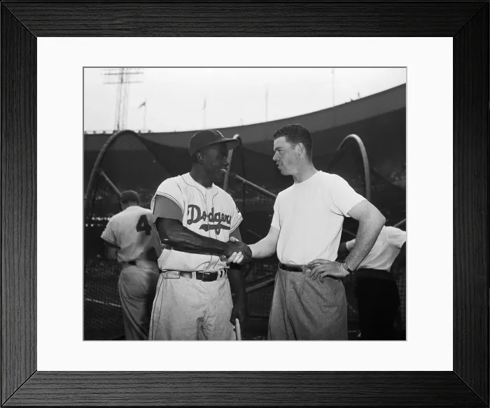 Framed Print : Jackie Robinson and Gil McDougald Shaking Hands Framed Print : Jackie Robinson and Gil McDougald Shaking Hands