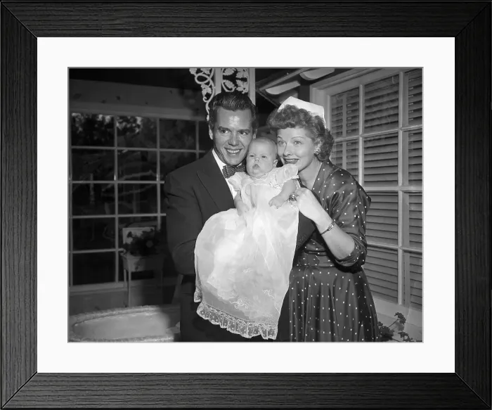 Framed Print : Desi Arnaz and Lucille Ball Hold Baby Framed Print : Desi Arnaz and Lucille Ball Hold Baby