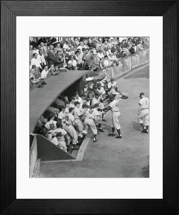 Framed Print : Dodgers Congratulating Jackie Robinson