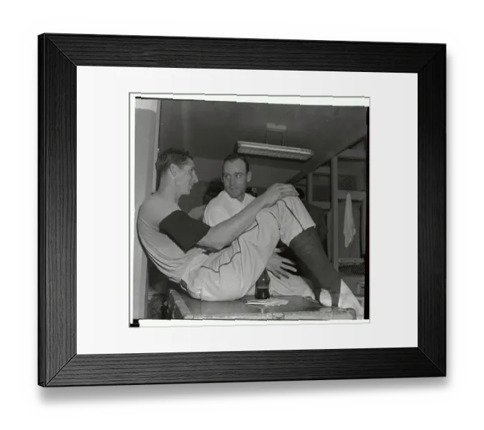 Framed Print : Bobby Thomson and Wes Westrum Going over Past Game Framed Print : Bobby Thomson and Wes Westrum Going over Past Game
