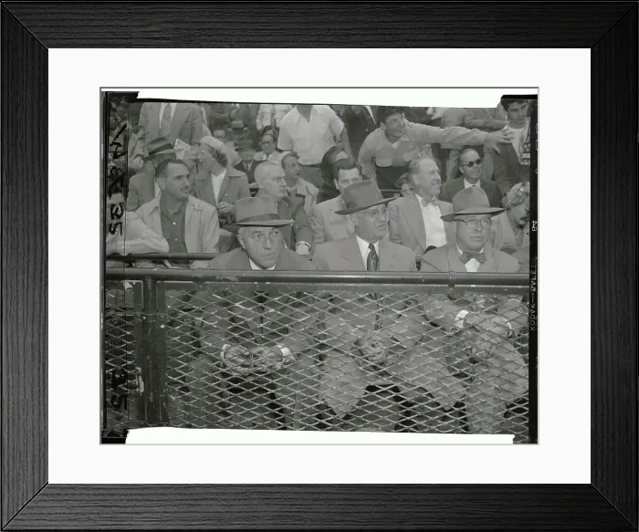 Framed Print : Baseball Representatives Sitting in Front Bleachers Before Game Framed Print : Baseball Representatives Sitting in Front Bleachers Before Game