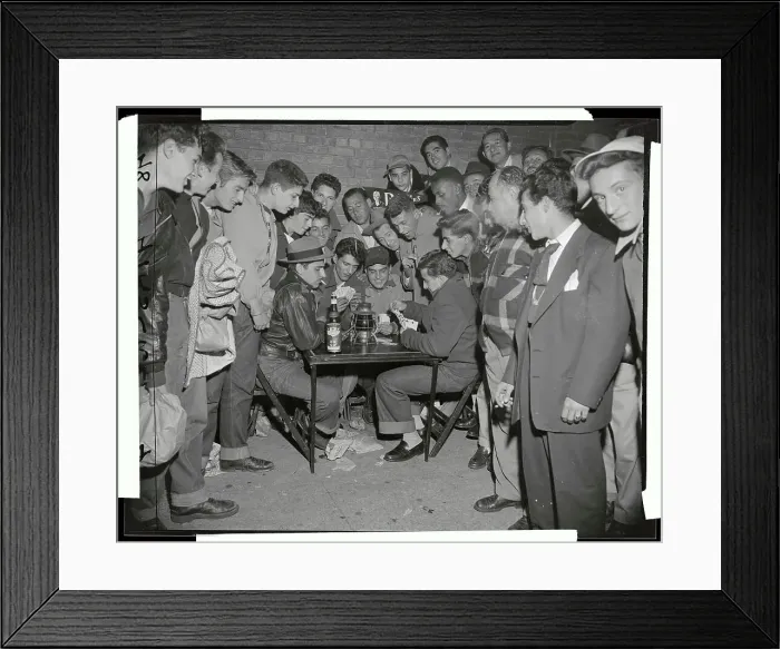 Framed Print : Baseball Fans Outside Playing Cards