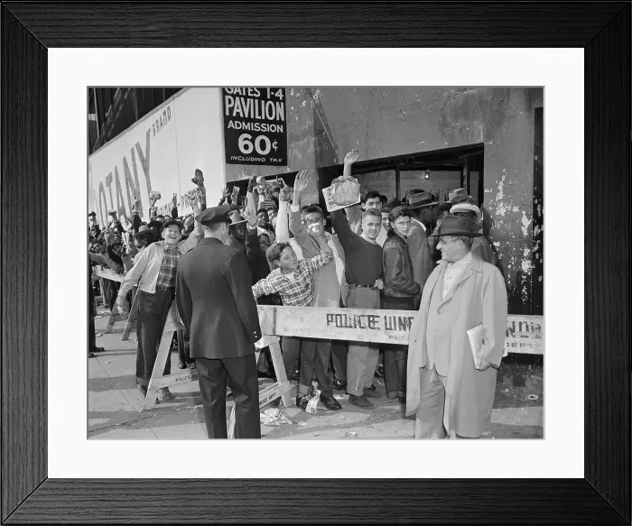 Framed Print : Baseball Fans in Line for Bleacher Seats Framed Print : Baseball Fans in Line for Bleacher Seats