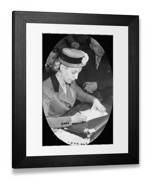 Framed Print : Eva Peron Signing an Official Document Framed Print : Eva Peron Signing an Official Document