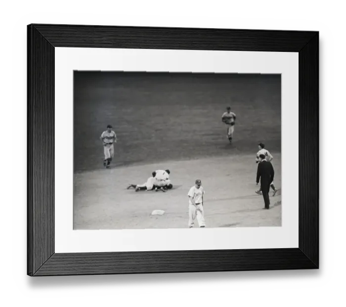 Framed Print : Jackie Robinson On Ground After Catch Framed Print : Jackie Robinson On Ground After Catch