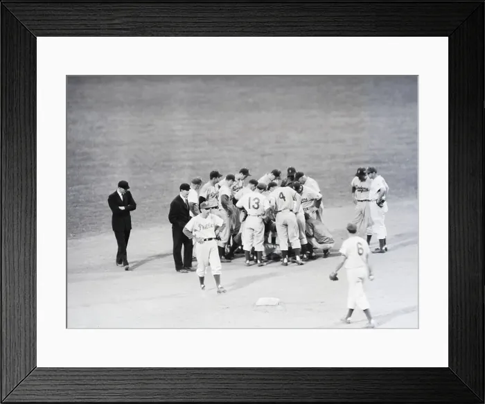 Framed Print : Jackie Robinson On Ground Crowd Around Framed Print : Jackie Robinson On Ground Crowd Around