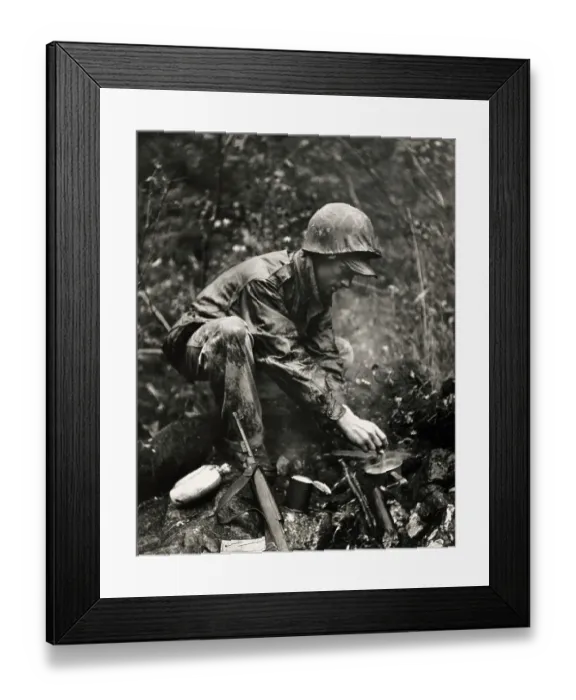 Framed Print : Soldier In Outdoor Kitchen