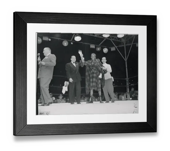 Framed Print : Champion Sandy Saddler and Opponent After Boxing Event Framed Print : Champion Sandy Saddler and Opponent After Boxing Event