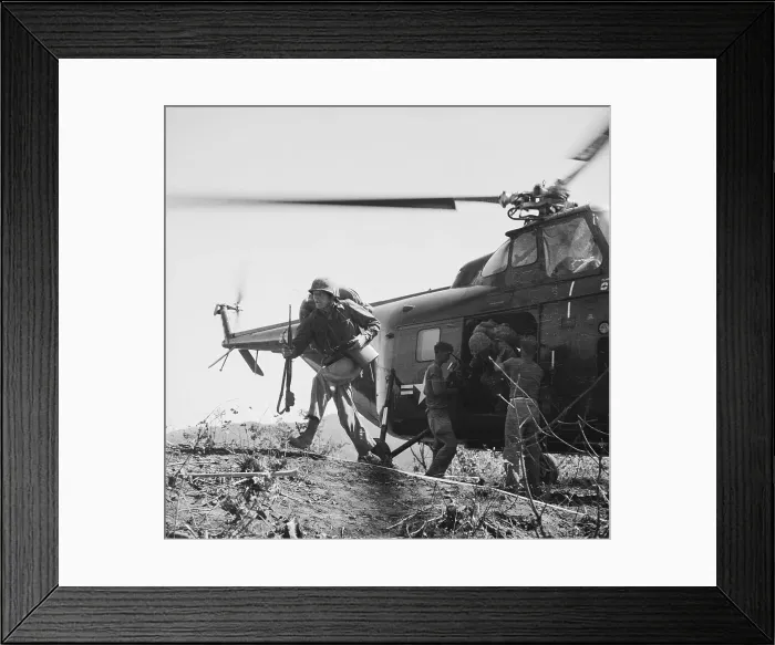 Framed Print : Marines Climbing Out Of Helicopter Framed Print : Marines Climbing Out Of Helicopter