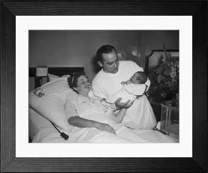 Framed Print : Yogi Berra and Wife with Their Newborn