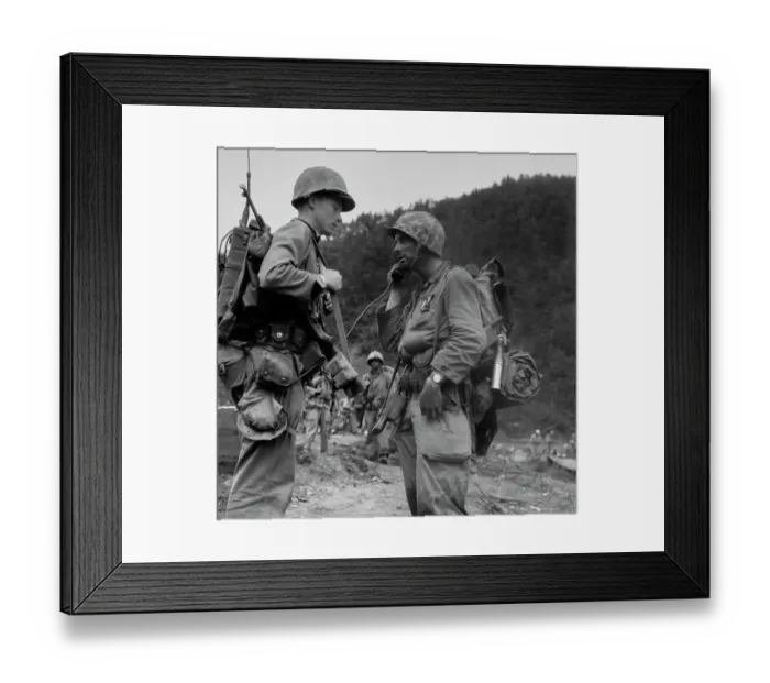 Framed Print : US Marine Using Field Telephone, Korea Framed Print : US Marine Using Field Telephone, Korea