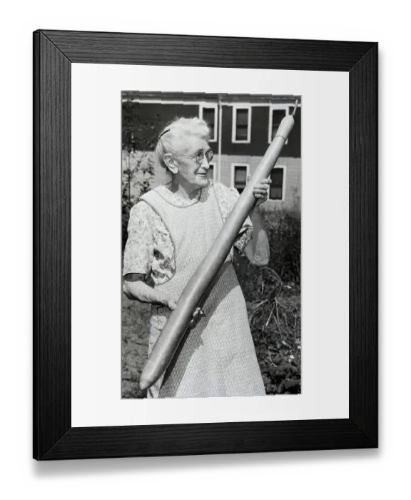 Framed Print : Elderly Woman Holding Gigantic Bean Framed Print : Elderly Woman Holding Gigantic Bean