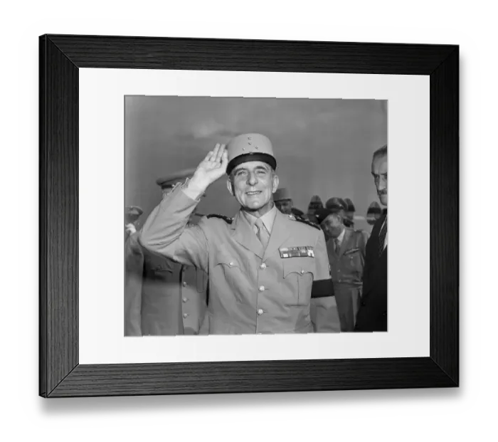 Framed Print : General De Tassigny Waist Up Saluting