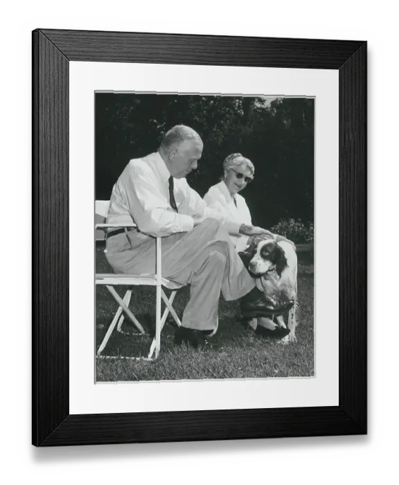 Framed Print : General George C. Marshall with Wife and Dog Framed Print : General George C. Marshall with Wife and Dog