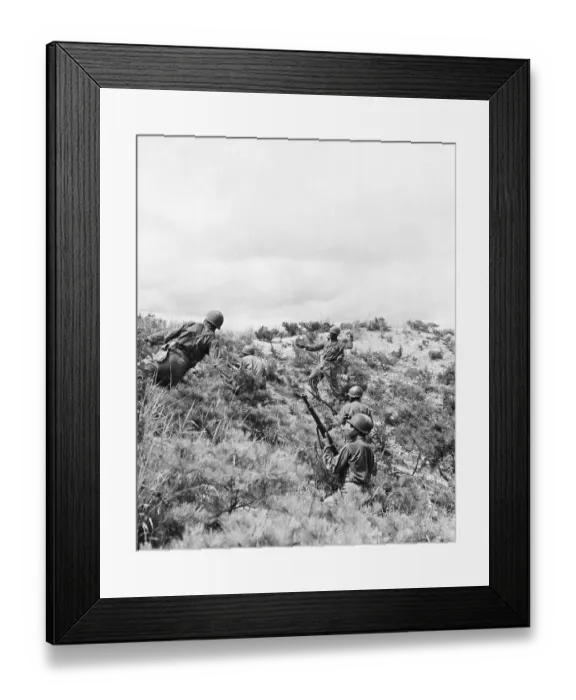 Framed Print : Soldiers Throwing Grenades Over Ridge Framed Print : Soldiers Throwing Grenades Over Ridge